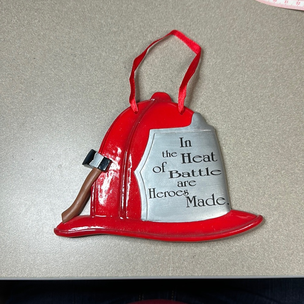 Vintage 21 year old wall hanging Firefighter Hat.  Made of a resign.
